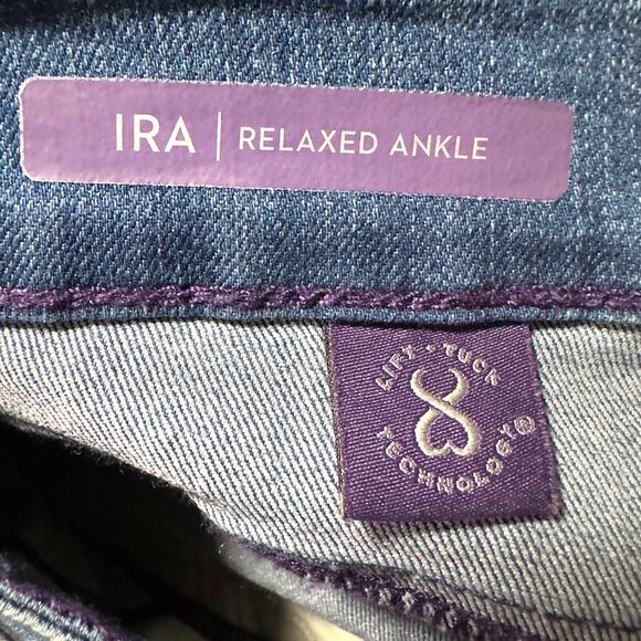 NYDJ IRA Jeans Womens Size 12 Relaxed Ankle Embossed Scroll Pattern Boho - Picture 9 of 16